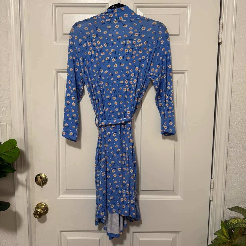 NWT Posh Peanut Robe Aqua Floral Blue Floral Size S/M - Picture 8 of 10